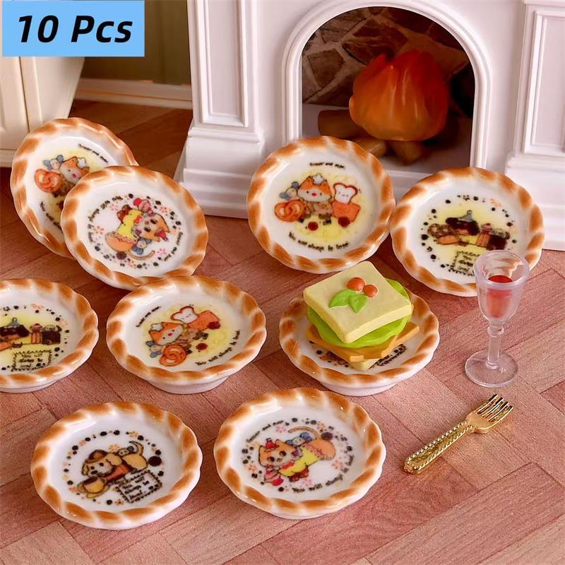 Kids Toys Set - 10Pcs/set Dollhouse Miniature Puppy Dog Print