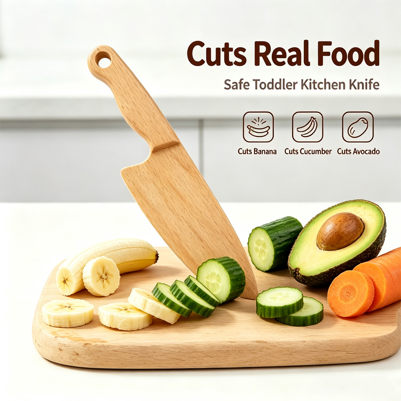 Dinosaur Figurine Set - Wooden Kids Knife for Cooking Cute