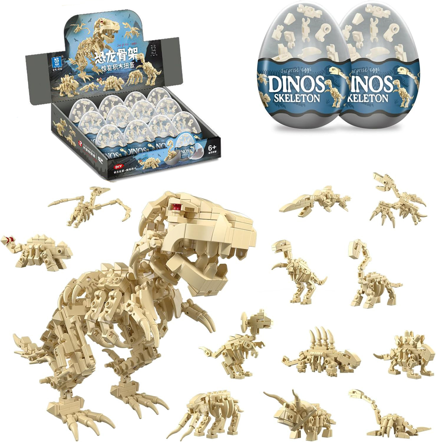 12 in 1 Dinosaur Skeleton Buil - đánh giá và giá Dinosaur Figurine Set