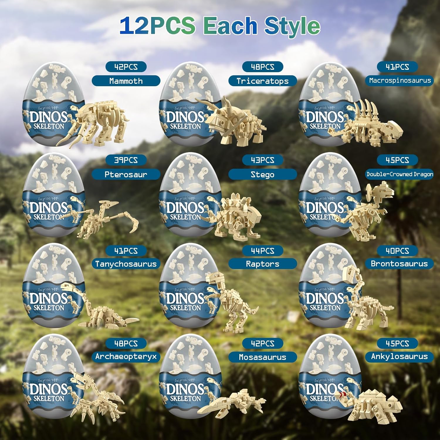12 in 1 Dinosaur Skeleton Buil - đánh giá và giá Dinosaur Figurine Set