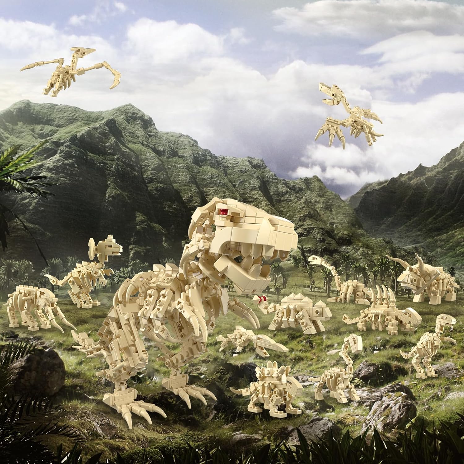 12 in 1 Dinosaur Skeleton Buil - đánh giá và giá Dinosaur Figurine Set