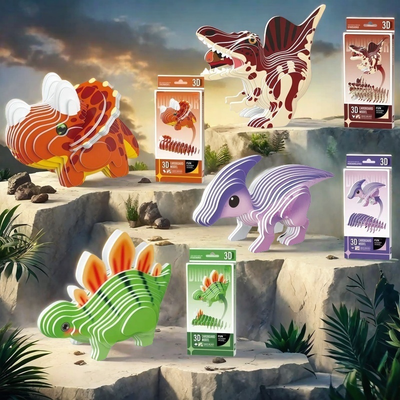 4PCS 3D Dinosaur Puzzle Set -  - đánh giá và giá Dinosaur Figurine Set