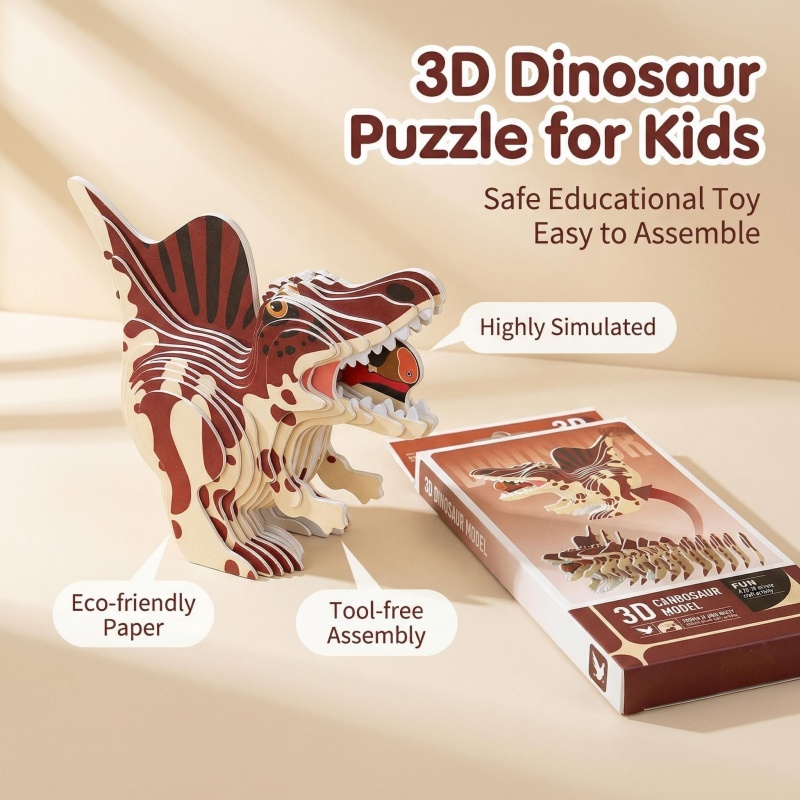 4PCS 3D Dinosaur Puzzle Set -  - đánh giá và giá Dinosaur Figurine Set